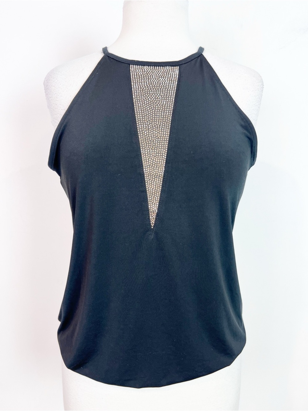 EXPRESS BLACK SLEEVELESS TANK BLOUSE WITH RHINESTONES WOMENS SMALL NWT